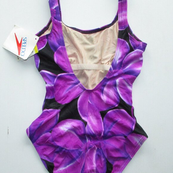 SPEEDO Purple Floral 1 Piece Swimsuit - Sz 8 - NEW - Picture 5 of 7